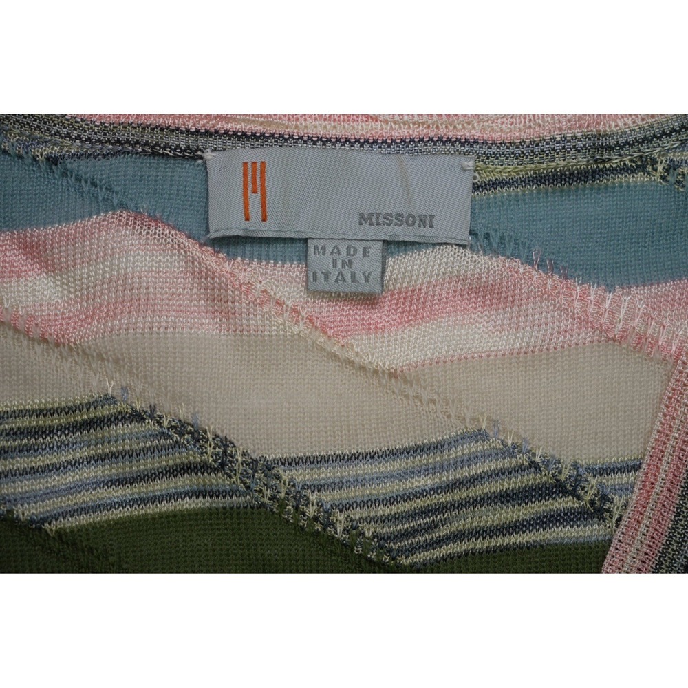 Missoni V Neck Striped Knit Sweater Top Wool Blend Made in Italy US 4 - Picture 2 of 6